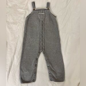 Janie and Jack Classic Gray Knit Overalls with Pocket